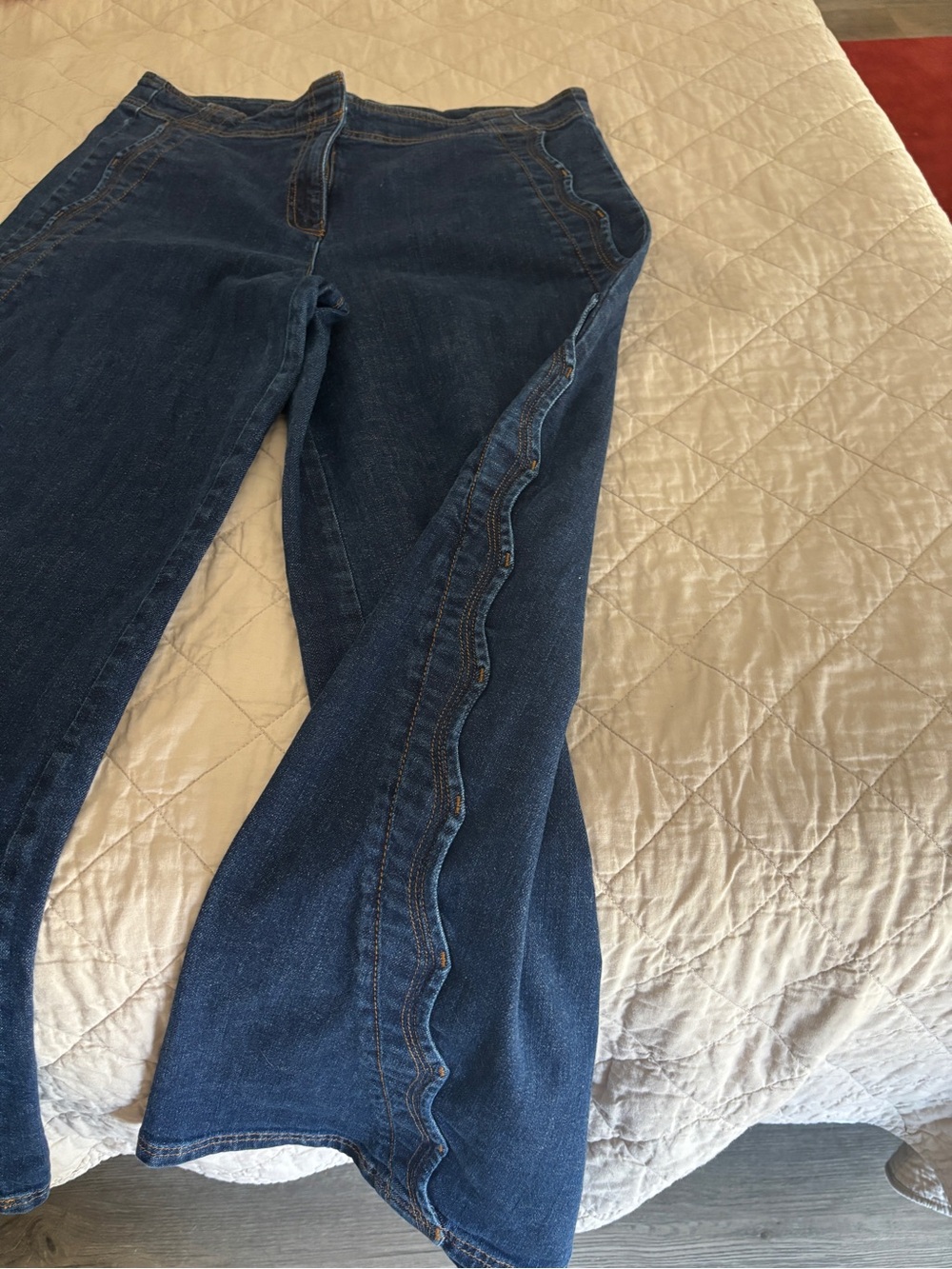 Maeve Scalloped Dark Indigo Wide-Leg Jeans - Picture 4 of 6